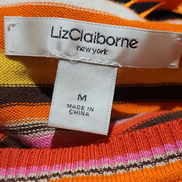 Liz Claiborne y2k orange stripe knit top - Picture 3 of 6